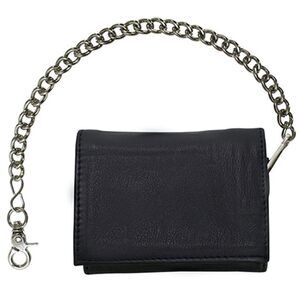 6519 Tri-Fold Chain Wallet and , Cowhide Leather Motorcycle Biker Wallet